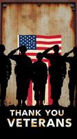 Salute to veterans with an American flag backdrop during a memorial event to honor their service and sacrifice photo