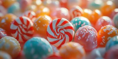 Colorful swirls and bright candies create a vibrant scene at a festive candy fair photo