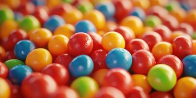 Colorful candies scattered across a surface creating a vibrant display of sweet delights photo