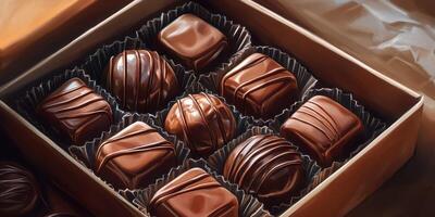 Delicious assorted chocolate truffles in a beautifully arranged box for gifting photo