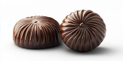 Exquisite handmade chocolate truffles displayed on a clean surface for a delightful culinary experience photo