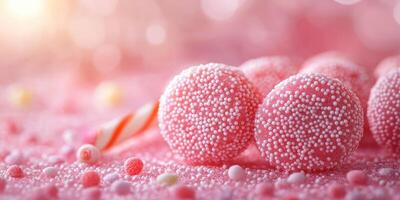 Colorful candy balls and festive decorations create a sweet atmosphere in a joyful celebration during the afternoon photo
