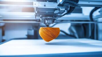 3d printer creating heart shaped object, automated manufacturing process photo