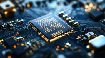 Central processing unit on circuit board computing data photo
