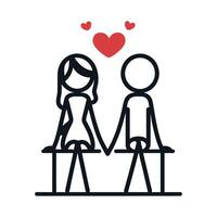 couple on bench with heart icon vector