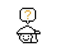 Cartoon character man male boy face question mark query questionaire 8 bit art. vector