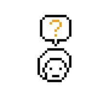 Question mark query questionaire man male boy face cartoon 8 bit. vector