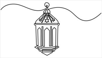 Lantern continuous one line drawing illustration vector