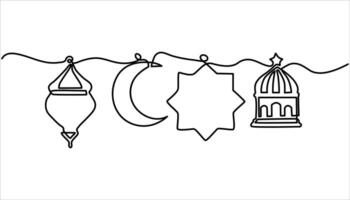 Lantern continuous one line drawing. Hand Drawn Symbol Illustration vector