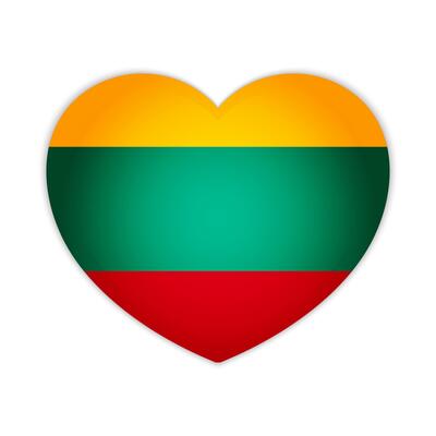 Lithuania heart badge icon. Lithuania national flag button