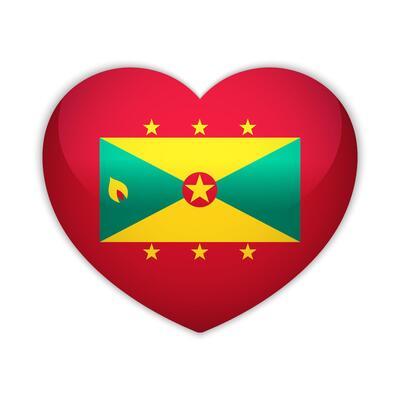 Grenada heart badge icon. Grenada national flag button