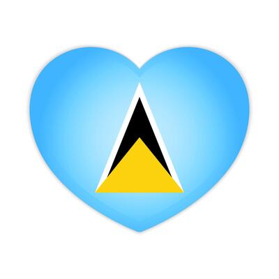 Saint Lucia heart badge icon. Saint Lucia national flag button