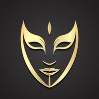 mask face 3d gold symbol design vector