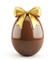 Chocolate egg with a golden ribbon symbolizes celebration and indulgence during festive occasions photo