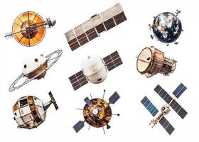 Various spacecraft and satellites depict advancements in space exploration and technology photo