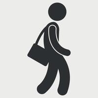 black and white icon of a man with a bag briefcase on a white background vector
