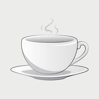 white icon of cup standing on saucer on white background vector