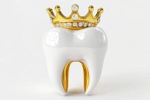 Crowned tooth symbolizing dental health and aesthetics with a shining crown and pristine design photo