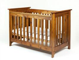 Crib made of natural wood with a simple design suitable for any nursery photo