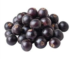 Fresh black currants piled together showcasing their rich color and texture in a natural setting photo