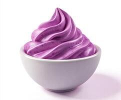 Creamy purple dessert served in a white bowl with a smooth, swirled texture ideal for warm weather enjoyment photo