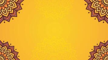 Simple Vibrant Elegant Yellow Horizontal Background with Symmetrical Layout Of Ornate Mandala Corners and Stylish Patterns for a Bright and Cheerful Look vector