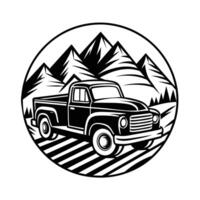 silhouette of a car with a mountain view vector