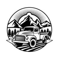 Illustration of a firm truck with a mountain view vector