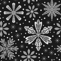 a black and white snowflake pattern with stars and snowflakes vector