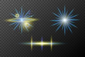 three different types of starburst lights on background vector