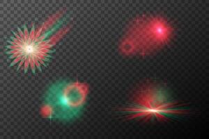 a set of four different fireworks on background vector