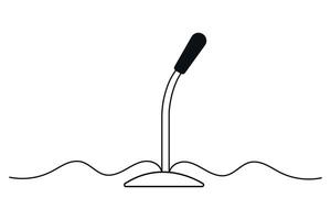 Microphone continuous one line drawing of outline illustration vector