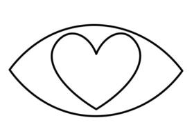 eye with heart shape doodle style vector