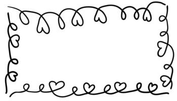 frame and background or banner with doodle hearts shapes vector
