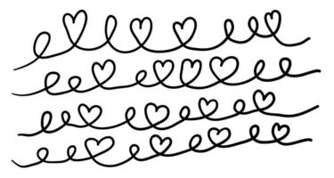 doodles with hearts in hand drawn style. vector