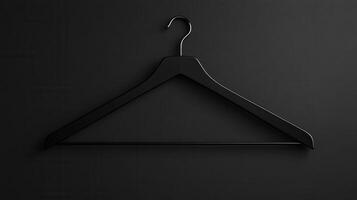 Stylish black hanger against a dark background enhancing minimalist decor in a fashion setting photo