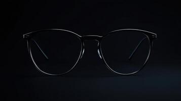 Stylish glasses with a sleek design showcased against a dark background for modern aesthetic appeal photo