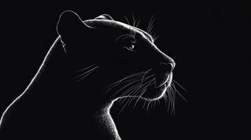 Silhouette of a black panther against a dark background showcasing its grace and strength photo