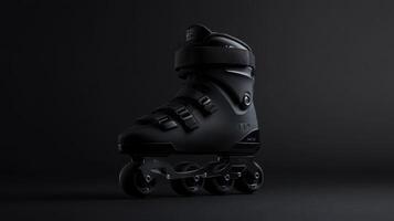 Roller skate showcased with sleek design against dark background highlighting its features and craftsmanship photo
