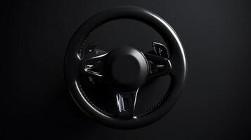 Steering wheel design illustrating modern automotive engineering and functionality in sleek black finish photo