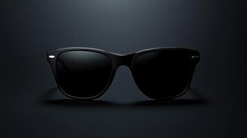Stylish black sunglasses displayed against a dark background, highlighting their sleek design and modern aesthetic for fashion enthusiasts photo