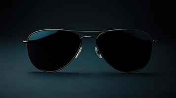 Stylish black sunglasses on a dark background showcasing modern design and elegance for fashion enthusiasts photo