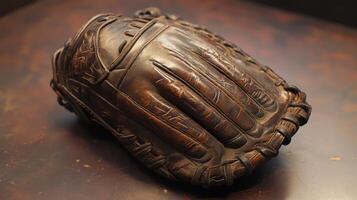 A baseball glove on a table photo