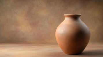A brown vase sitting on a table photo