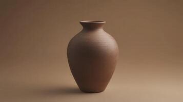 A brown vase sitting on a brown background photo