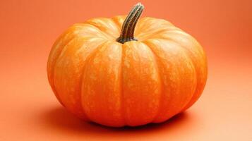 A single orange pumpkin on an orange background photo