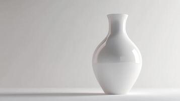 A white vase sitting on a table with a white background photo