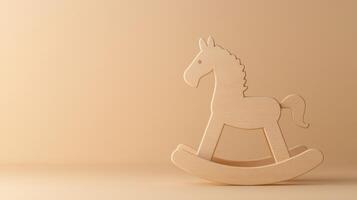 Wooden rocking horse on beige background 3d render photo