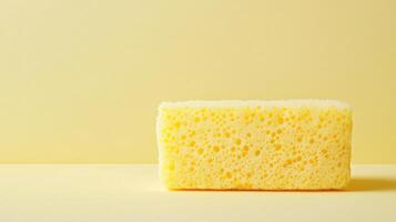 A sponge on a yellow surface photo