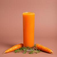 Fresh Carrot Juice Glass with Carrots and Greens photo